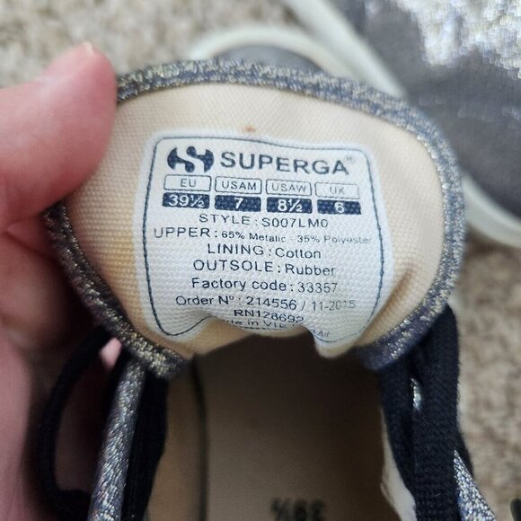 Superga Silver Metallic Low Top Trainers Shoes - Picture 10 of 10